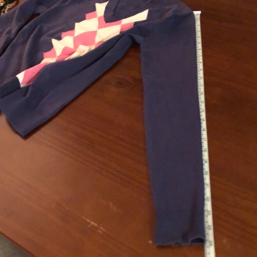 Lilly Pulitzer V-Neck Argyle Sweater Top Long-Sleeve Blue/White/Pink Shirt - Picture 10 of 12